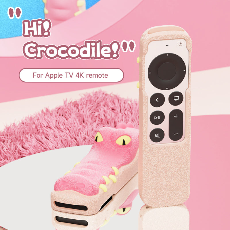 SIKAI PINK Crocodile Shape New Silicone Case Soft Non-slip Anti-drop for Apple TV 4K Siri Remote Protection Cover