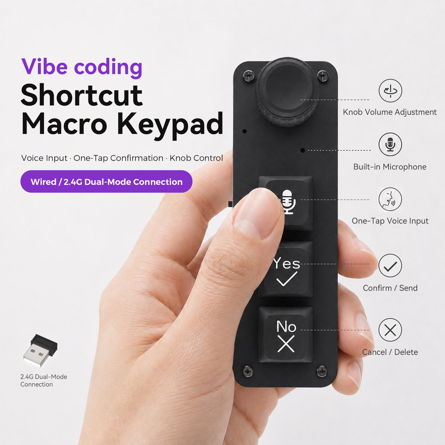 PicoKey Vibe Coding Voice Macro Keypad with Built-In Mic & Knob