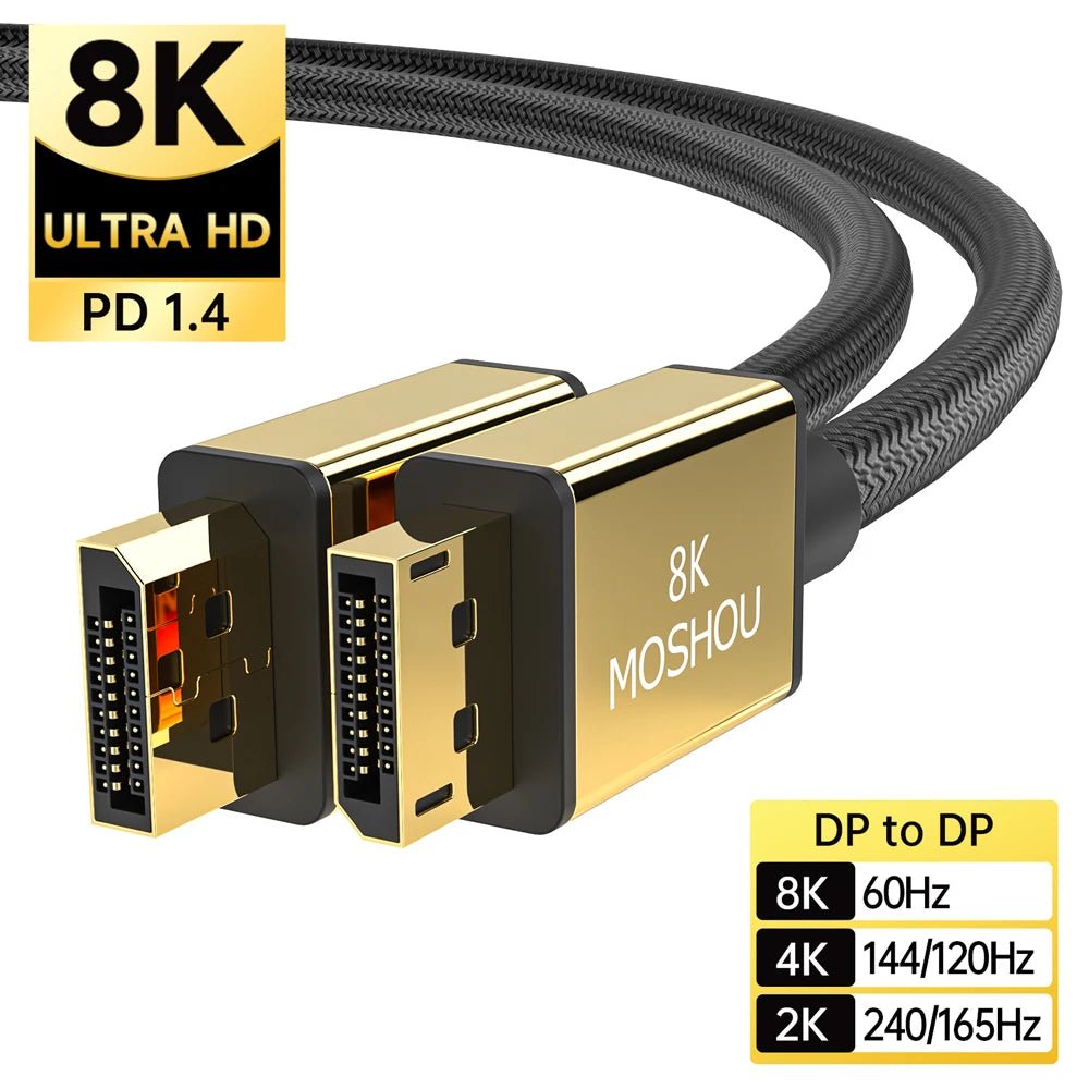 2022 New DP 1.4 Cables Displayport to DP to mini DP Support 8K 60Hz 4K 144Hz/120Hz 2K 165Hz 32.4Gbps HDR video cable - SIKAI CASE