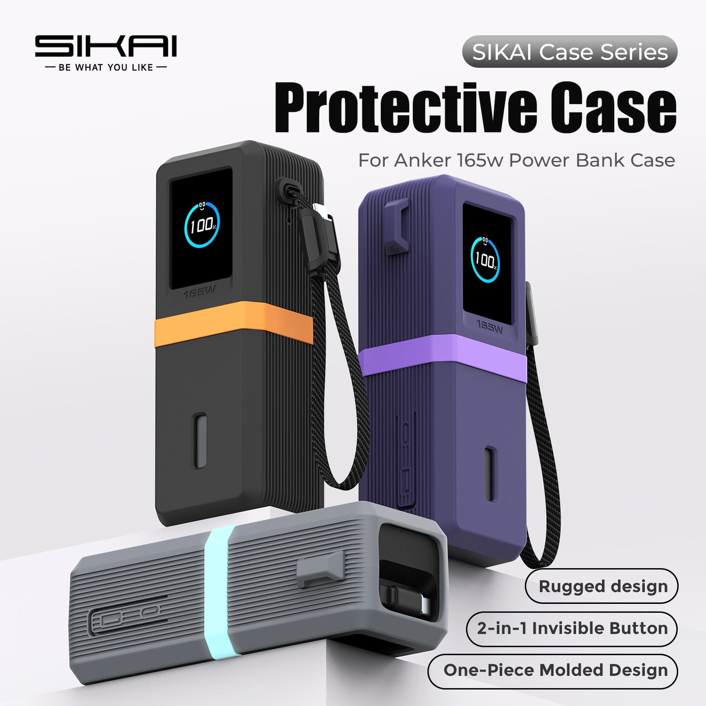 Silicone Case for Anker Laptop Power Bank (25,000mAh 165W) Display Protection&Dustproof, Travel Protective Cover Compatible with Anker Power Bank 165W