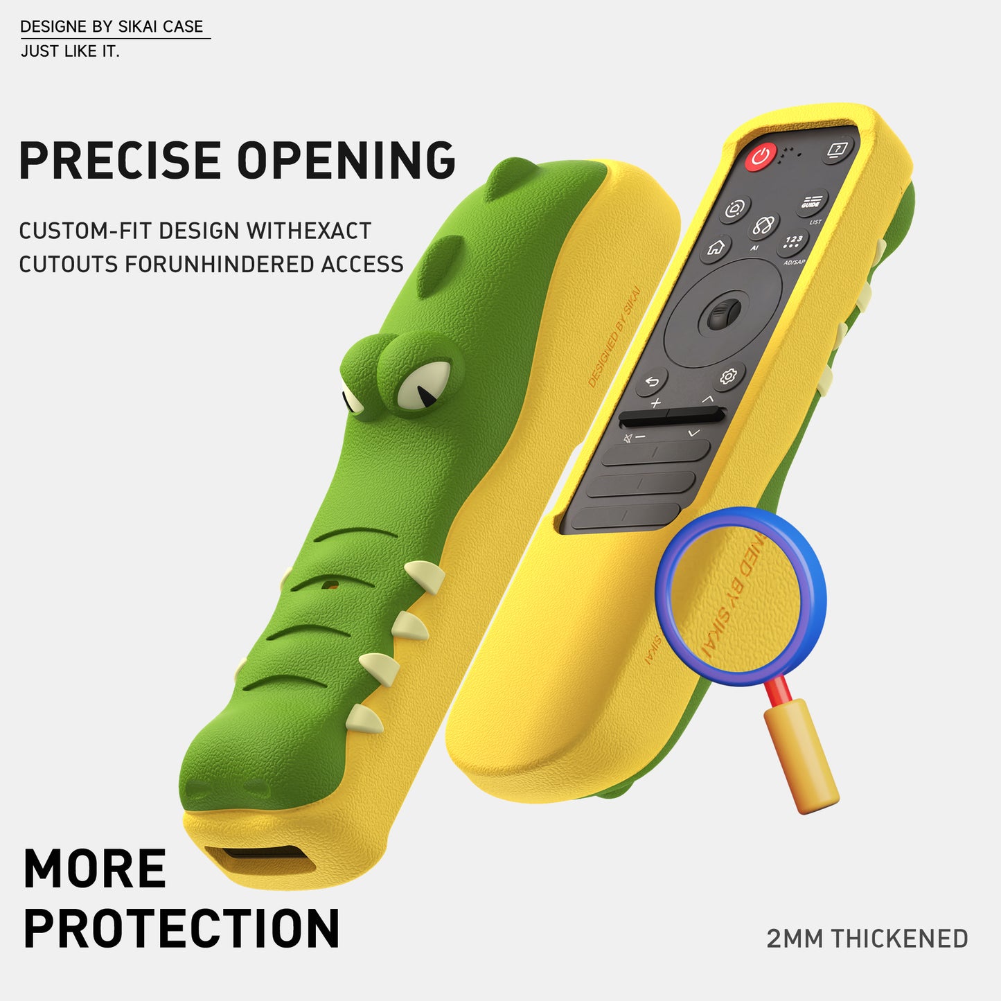 SikaiCase Crocodile Silicone Remote Cover for LG MR25GA Magic Remote (2025)