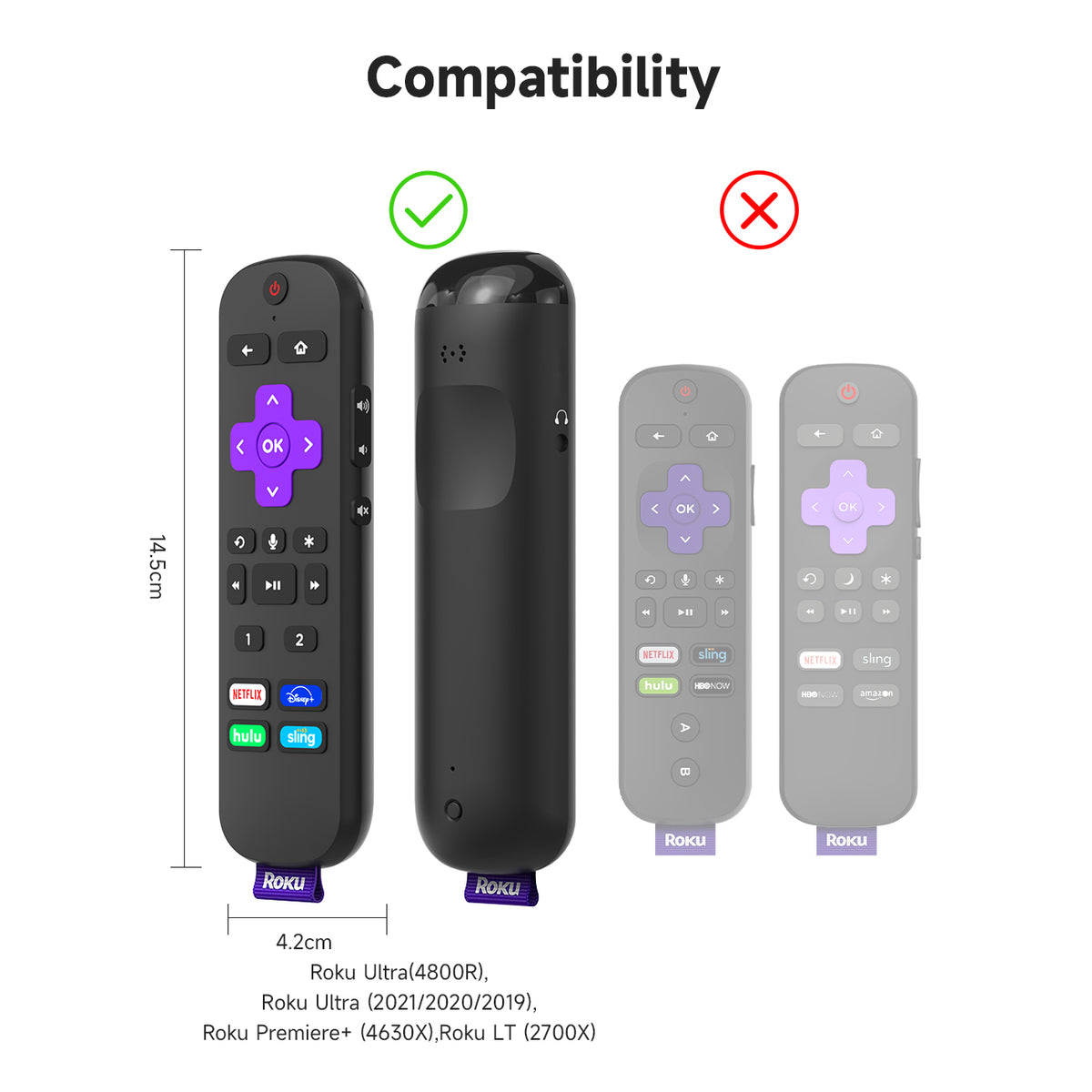SikaiCase color-block silicone remote cover for Roku Voice Remote Pro RCS01R and Ultra 4800R 4670R - product image 2
