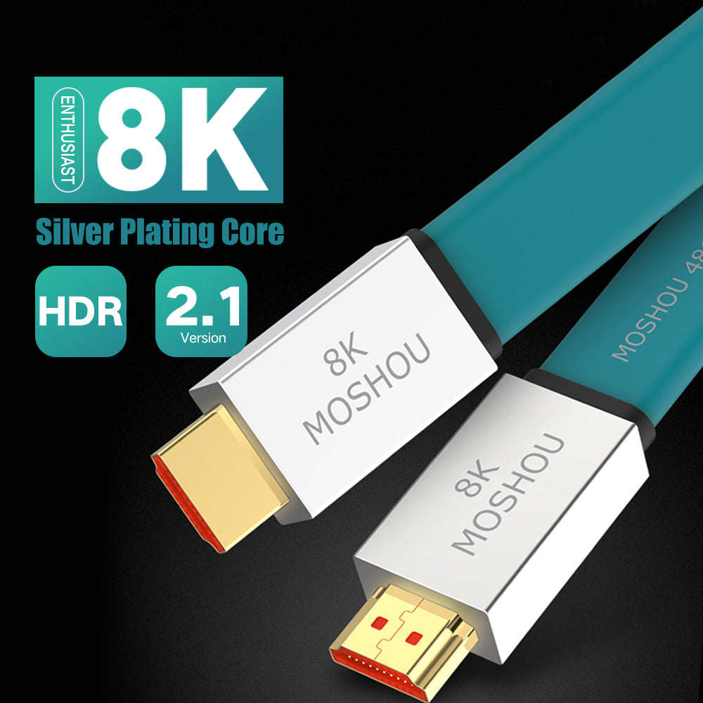 MOSHOU HDMI 2.1 Cable 48Gbps 8K@60Hz 4K@120Hz Ultra High Speed HDMI Cord HDCP 2.2 & 2.3 HDR 10 eARC for Dolby Vision Atmos