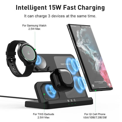 3 in 1 Wireless Charger Stand for Samsung Galaxy S23 S22 21 Ultra S20 30W Fast Charging Dock Station Watch 6 /5 Holder Buds2 Pro - SIKAI CASE