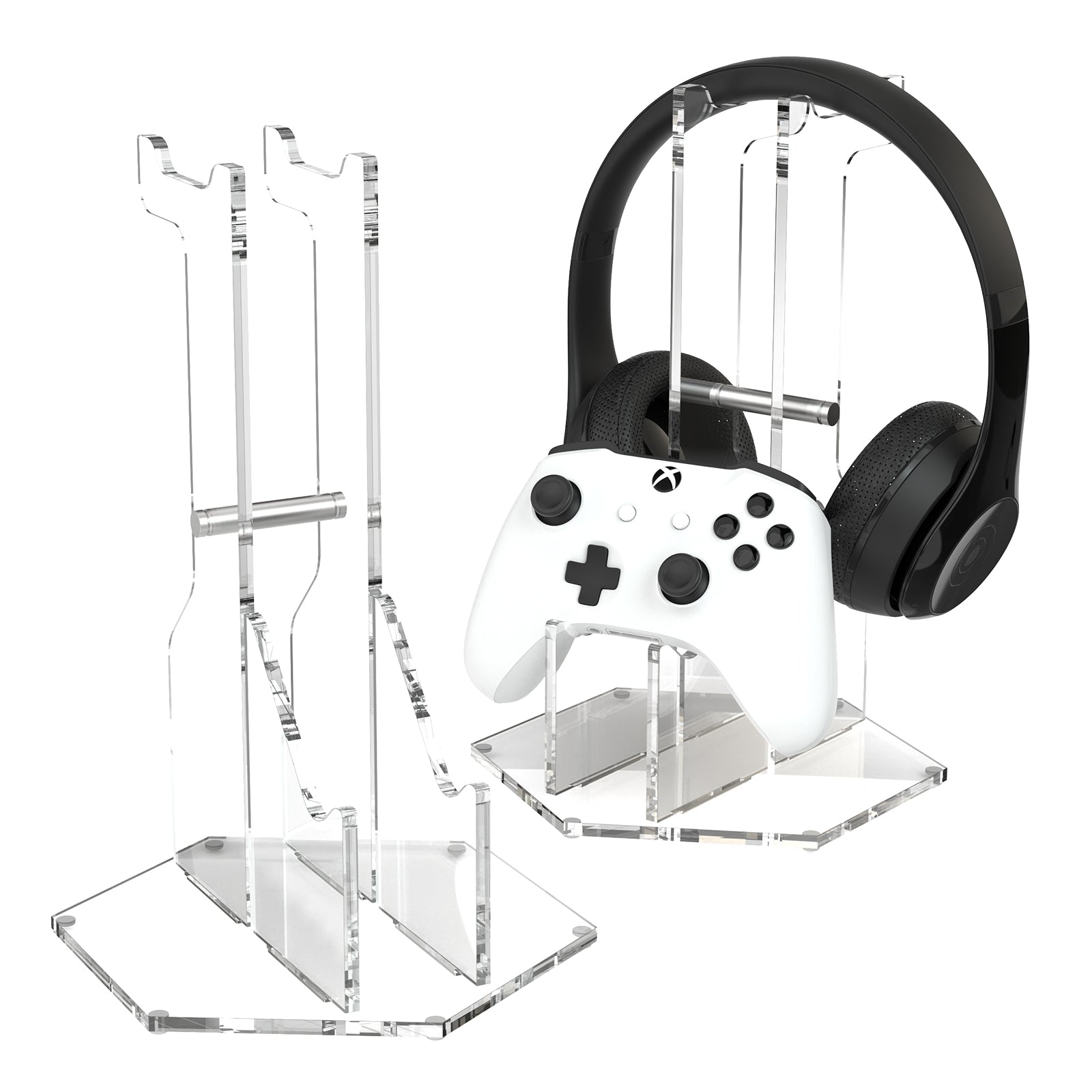 Game Controller Holder Headset Stand - Universal Dual Desk Mounts for Xbox/PS5/PS4 Controller and Headphone, Acrylic Detachable Desk Stand