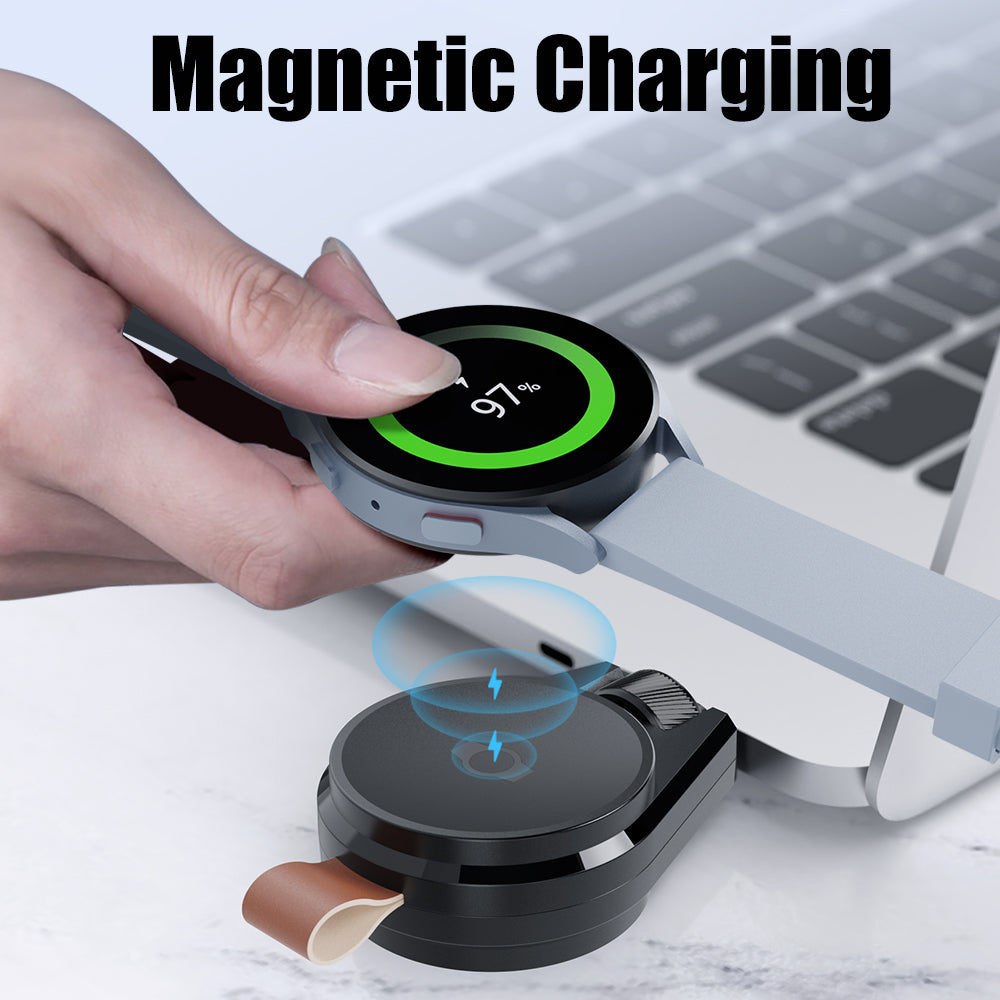 Portable Charger for Samsung Galaxy Watch - 2-in-1 USB-C Travel Charger, Compatible with Galaxy Watch Series, Rotatable Magnetic [OTG], Black