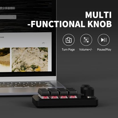 Picokey. One-Handed Macro Mechanical Keyboard - 12 Keys, Fully Programmable, RGB Hotswap for Gaming, OSU, PS, Editing (2.4G, 3-Layer, Black)