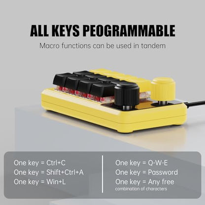 Picokey. One-Handed Macro Mechanical Keyboard - 12 Keys, Fully Programmable, RGB Hotswap for Gaming, OSU, PS, Editing (2.4G, 3-Layer, Black)