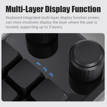 Picokey. One-Handed Macro Mechanical Keyboard - 12 Keys, Fully Programmable, RGB Hotswap for Gaming, OSU, PS, Editing (2.4G, 3-Layer, Black)