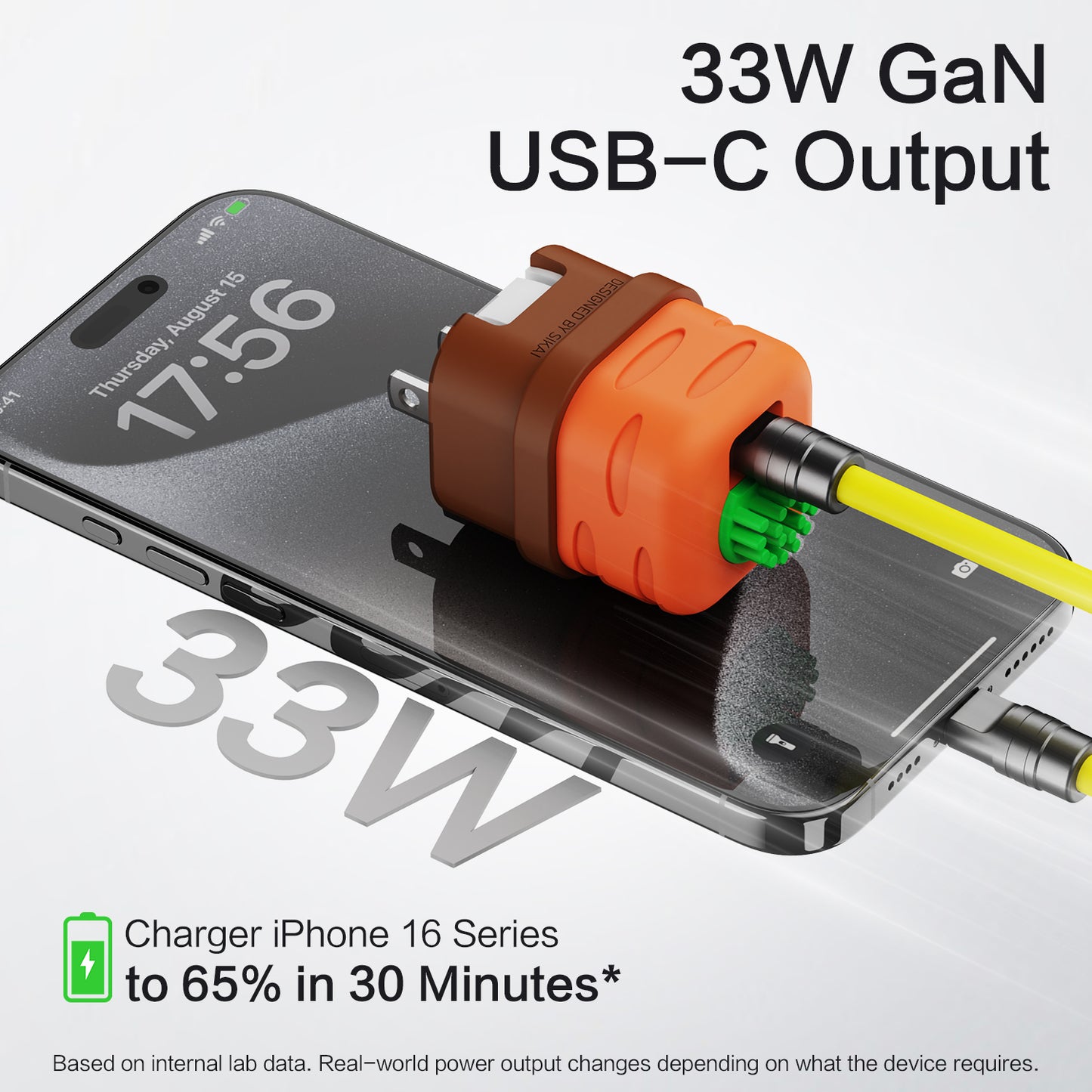 USB C Charger Adapters with Carrot Silicone Case, PD33W Foldable USB C Charger Fast Charging for iPhone 16/15 Series, iPad, Galaxy, Scratch Resistant with Precise Cut-Out