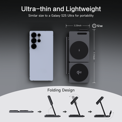 Qi2 Wireless Charger for Samsung, 3 in 1 Wireless Charging Station for Samsung Galaxy S25 S24 Ultra/S23 Ultra/S22/S21/Note 20/Z Flip 6/Fold 6, Charger for Samsung Galaxy Watch Ultra/7/6/5, Galaxy Buds 2/2 Pro