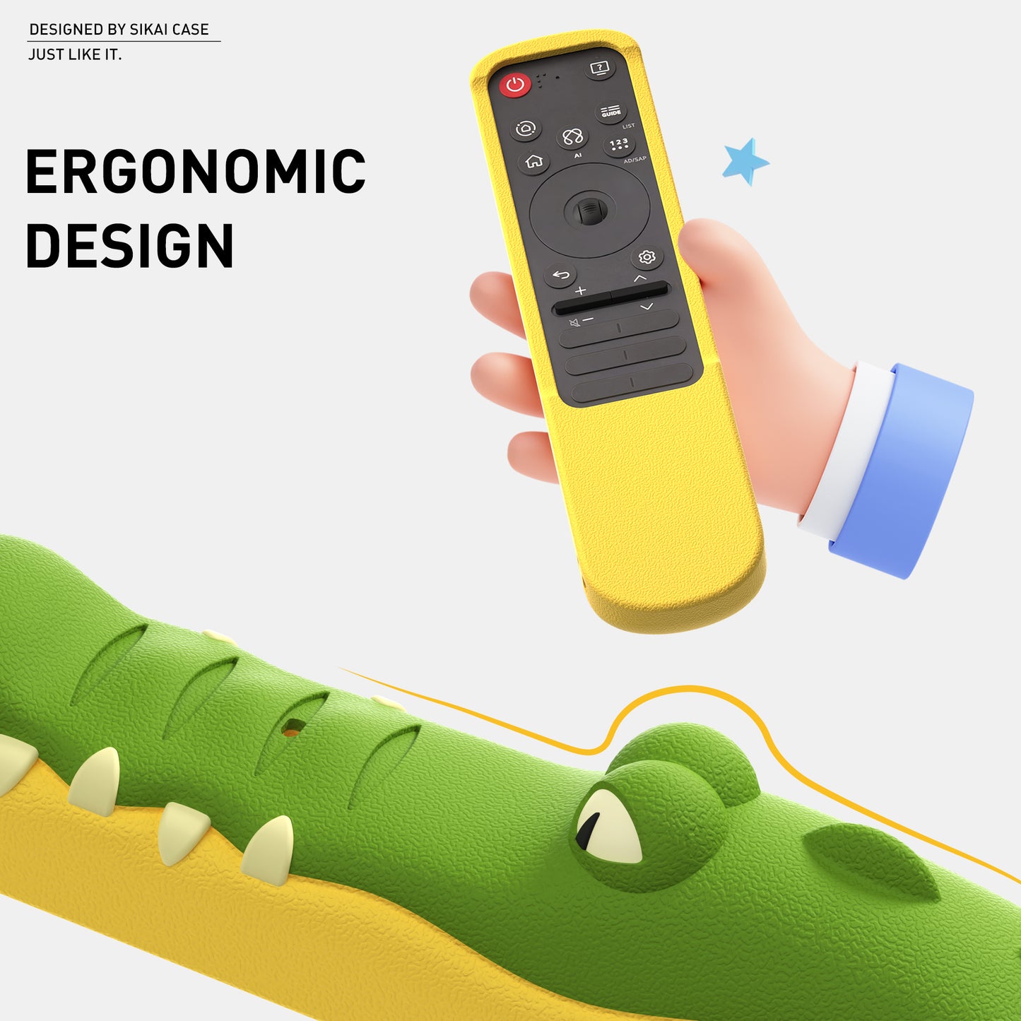 SikaiCase Crocodile Silicone Remote Cover for LG MR25GA Magic Remote (2025)