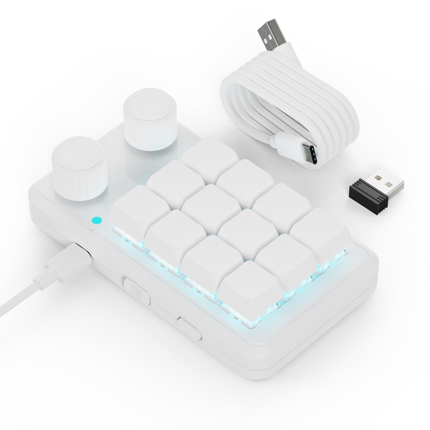 One-Handed Macro Mechanical Keyboard - 12 Keys, Fully Programmable, RGB Hotswap for Gaming, OSU, PS, Editing (2.4G, 3-Layer, Black)