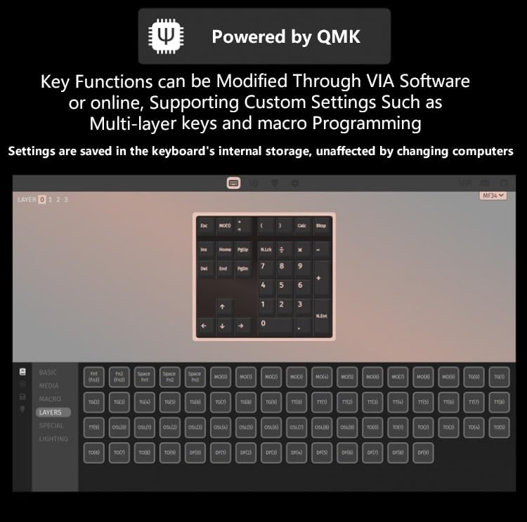 SIKAI CASE 34 Key Mechanical Numpad, Wired Hot Swappable Programmable Number Pad Keyboard USB C 34 Key Numpad for Laptop Edit/PS/Gaming/Data Entry, VIA Support Number Pad for Win, MacBook, PC(RGB)