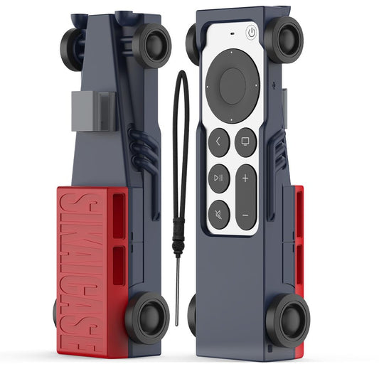Silicone Apple TV Remote Case Compatible with Apple TV 4K 2021/2022 Remote,Shockproof Protective Skin for New Siri Apple TV Remote (2nd/3nd Generation),Anti-Lost retro car (Navy&Red)