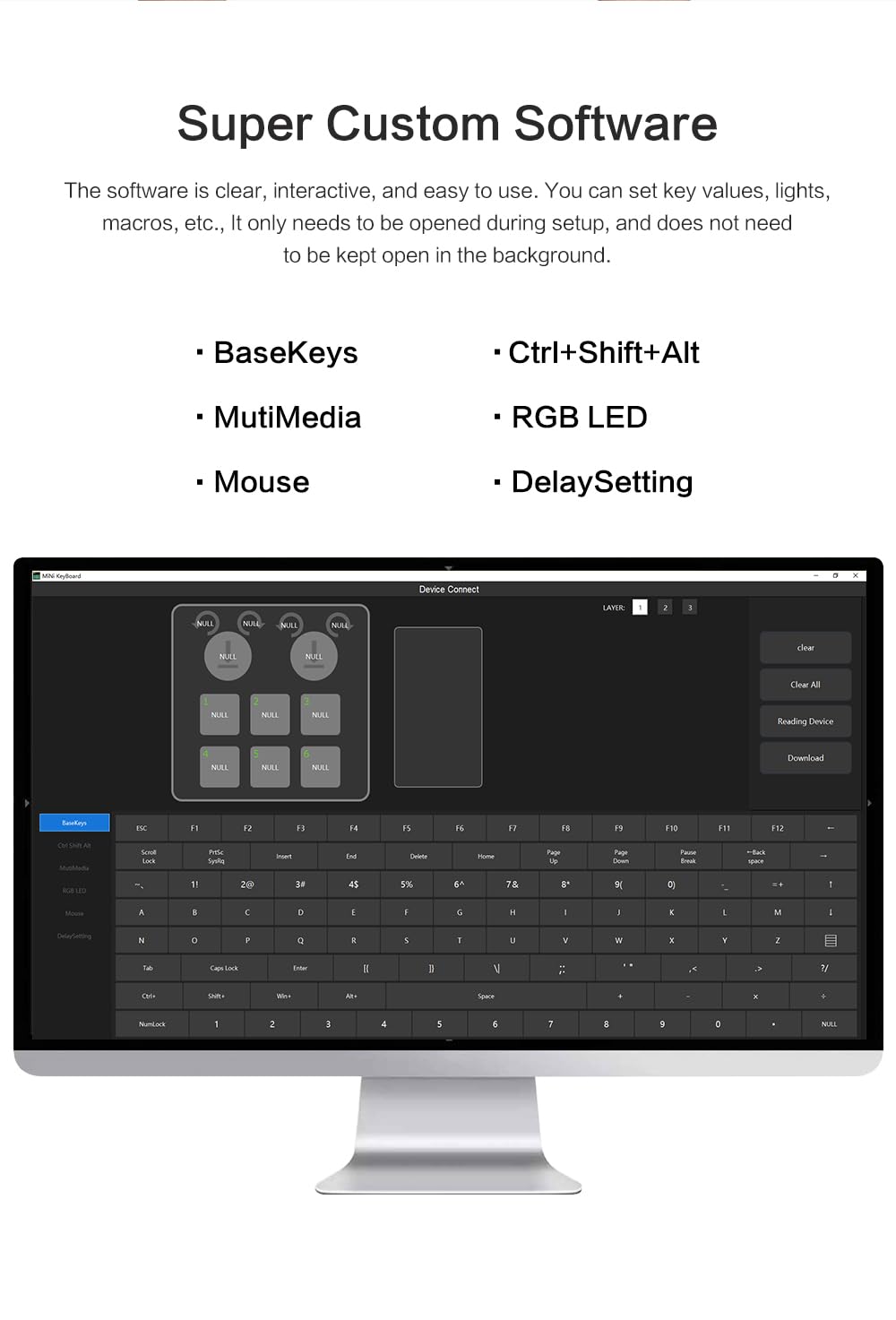 6 Key 2 Knob Programmable Macro Keyboard - Wired/Bluetooth/2.4G, 400mAh, RGB Hot - Swap for Gaming & Photoshop - SIKAI CASE