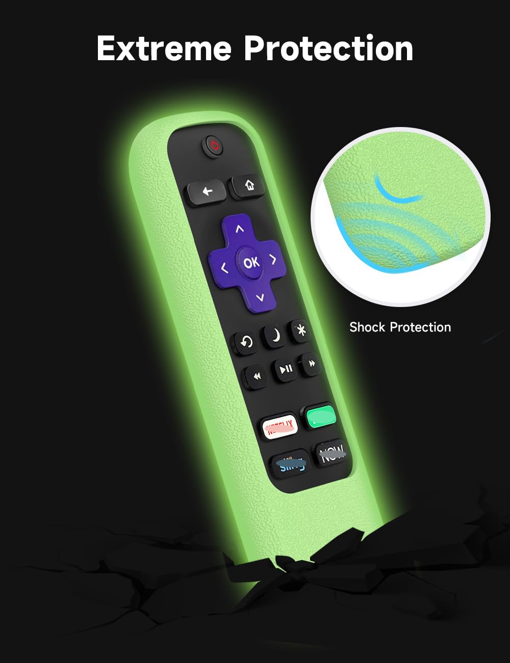 Roku Voice Remote Cover for RC580, Stick 4K+, RCA1R, RCAL7R - Shockproof Silicone Protective Case with Remote Loop