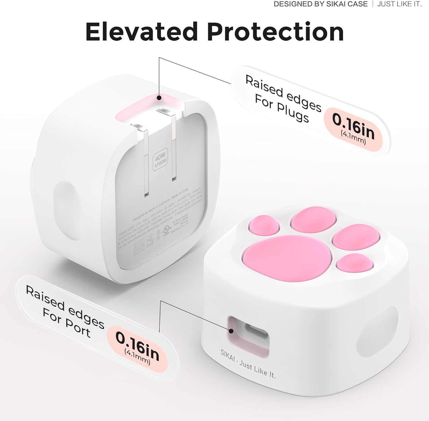 SIKAI CASE Silicone Case Compatible with Apple 40W Dynamic Power Adapter (2025), Cute Cat Paw Protective Cover Anti-Dust & Anti-Scratch for iPhone/iPad Users,Case Only