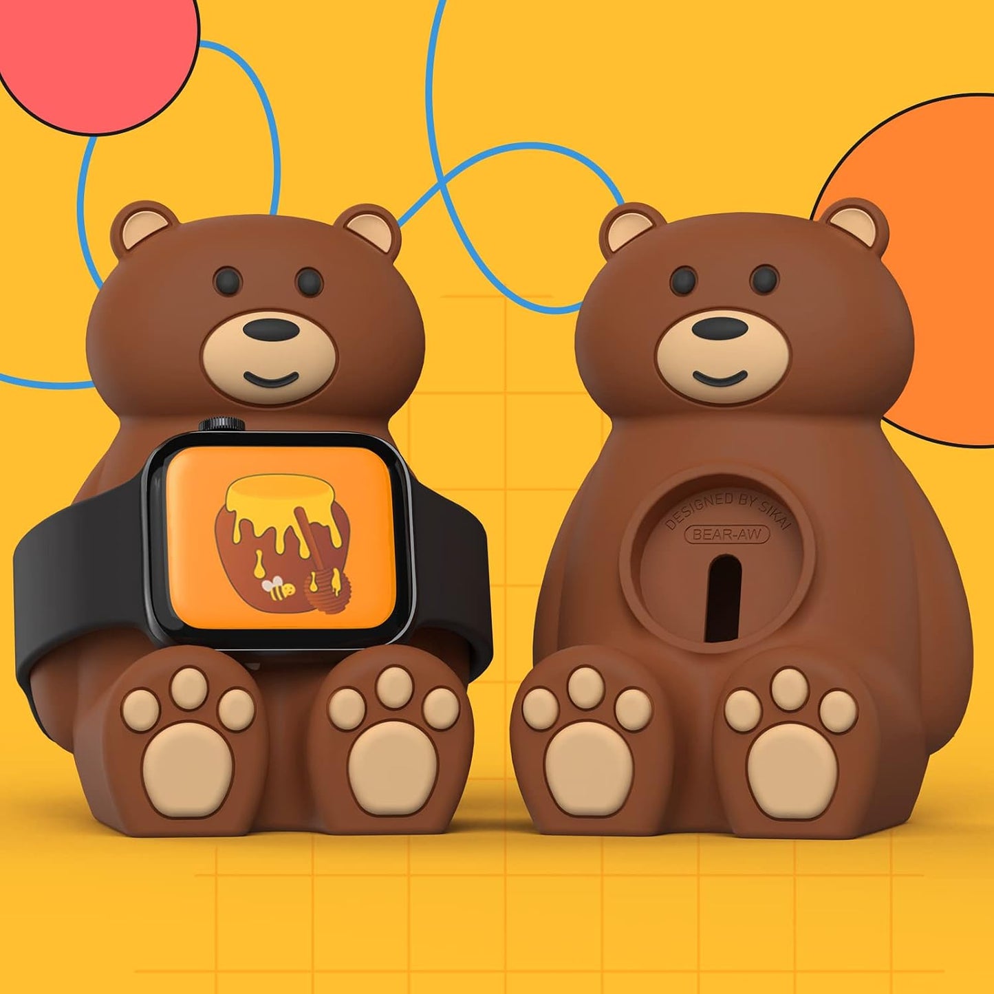 Estación de soporte de reloj de silicona SIKAI Tiny Bear para Apple watch Series 9 8 7 6 5 4 3 2 1 SE1 SE2