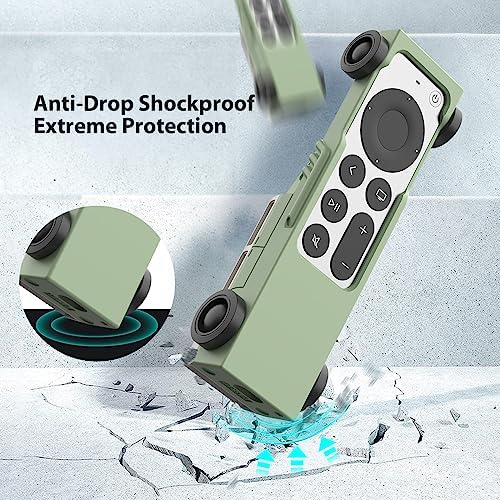 Silicone Apple TV Remote Case Compatible with Apple TV 4K 2021/2022 Remote,Shockproof Protective Skin for New Siri Apple TV Remote (2nd/3nd Generation),Anti-Lost retro car (Green&White)