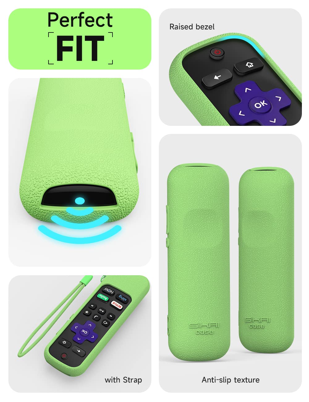 Roku Voice Remote Cover for RC580, Stick 4K+, RCA1R, RCAL7R - Shockproof Silicone Protective Case with Remote Loop