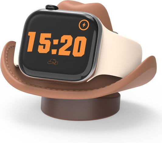 Cowboy Hat Charger Stand Compatible with Apple Watch Series Ultra2/Ultra/10/9/8/SE2/7/6/SE/5/4/3/2/1 (49/46/45/44/42/41/40/38mm),Cowboy Hat iWatch Stand,Supports Nightstand Mode