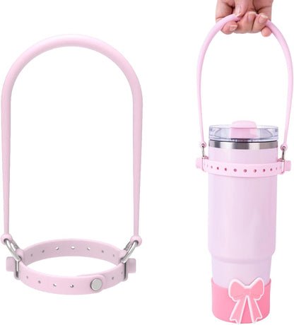 SIKAI CASE Water Bottle Handle, Silicone Water Bottle Accessories Compatible with Owala, Stanley Cups, Hydro Flask and Most 8-40oz Bottles, Lanyards with Croc Charms Hole for DIY Fun