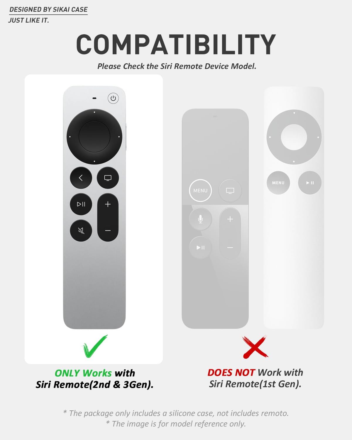 SIKAI Crocodile Shape New Silicone Case Soft Non-slip Anti-drop for Apple TV 4K Siri Remote Protection Cover + Airtag hole