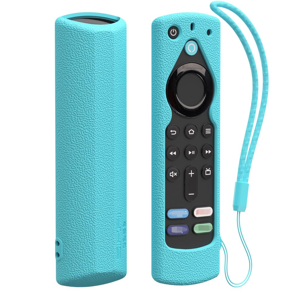 SIKAI Fire TV Remote Cover 3rd Gen 2021 Compatible with Fire TV Stick 4K/4K Max Voice Remote (3rd Gen),Anti Slip Silicone Protective Case Cover with Lanyard(Glow in Dark-Blue)