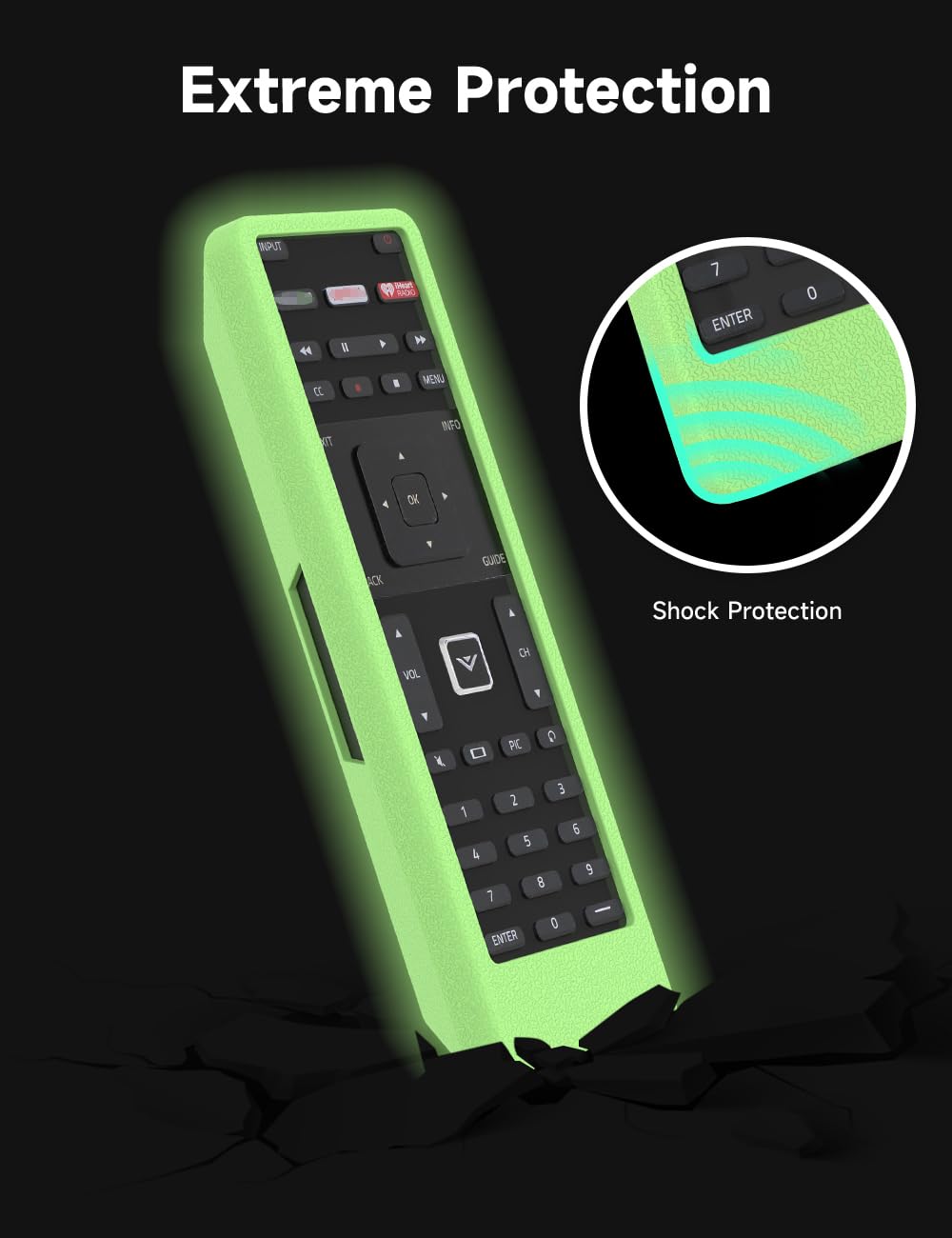 SIKAI Remote Case for Vizio XRT500 Smart TV Remote [Eco-Friendly] Case for VIZIO Smart LCD LED TV Remote Control [Shock Proof] Silicone Cover for Vizio XRT500 Remote with Lanyard (Luminous Green)