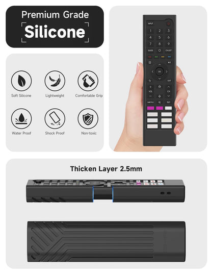Silicone Hisense Remote Cover Compatible with Hisense Smart TV Remote ERF3C80H,2AVIGBR0001,25780-2AVIGBR0001,Skin-Friendly Case for A4H Series Android TV Remote Anti-Lost with Lanyard(Black)