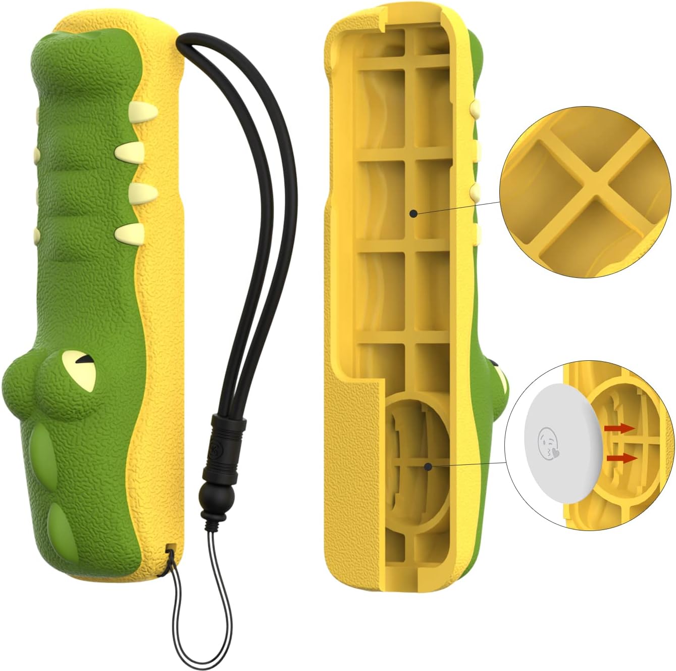 SIKAI Crocodile Shape New Silicone Case Soft Non-slip Anti-drop for Apple TV 4K Siri Remote Protection Cover + Airtag hole