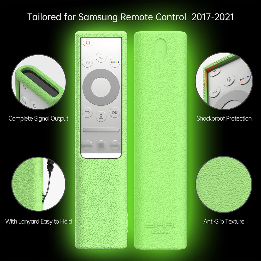 Silicone Samsung Remote Cover Compatible with 2017-2023 Samsung SolarCell TV Remote TM2240A(2023) TM2180E TM2280E(2022) Samsung Smart Remote Case Shockproof Anit-Lost with Lanyard(Glow in Dark Blue)