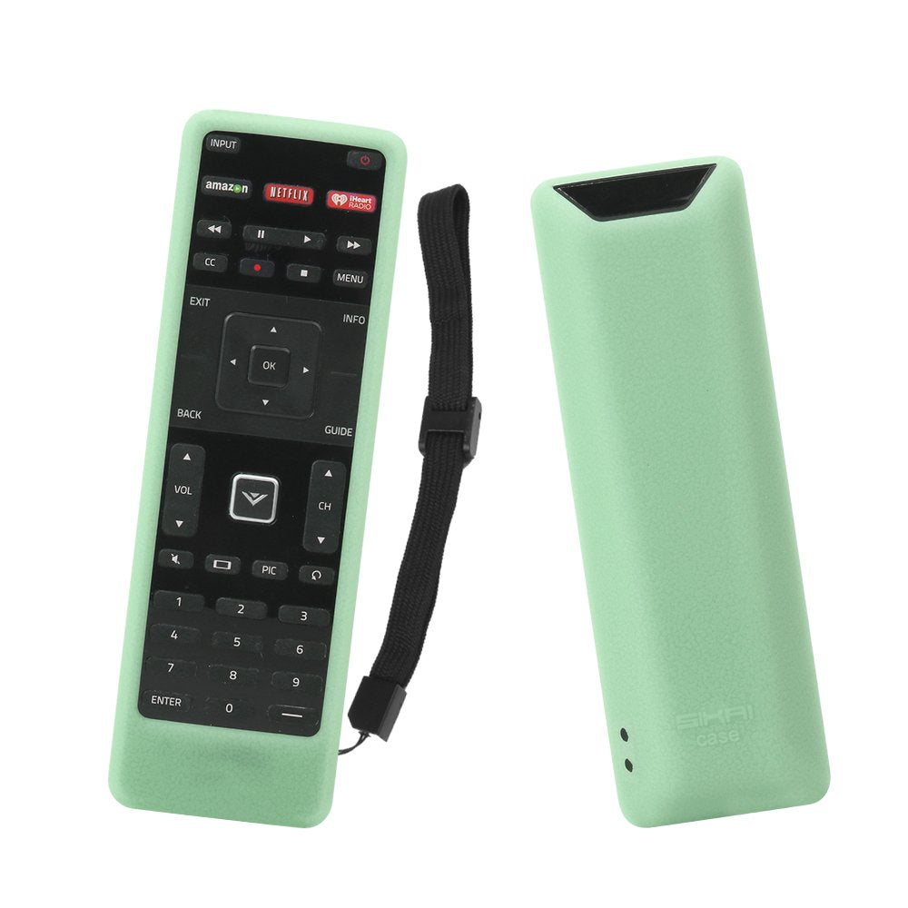 SIKAI Remote Case Compatible with Vizio XRT122 Smart TV Remote Silicone Case for VIZIO Smart LCD LED TV Remote [Shock Proof] Silicone Cover for Vizio XRT122 Remote with Lanyard (Glow in Dark Green)