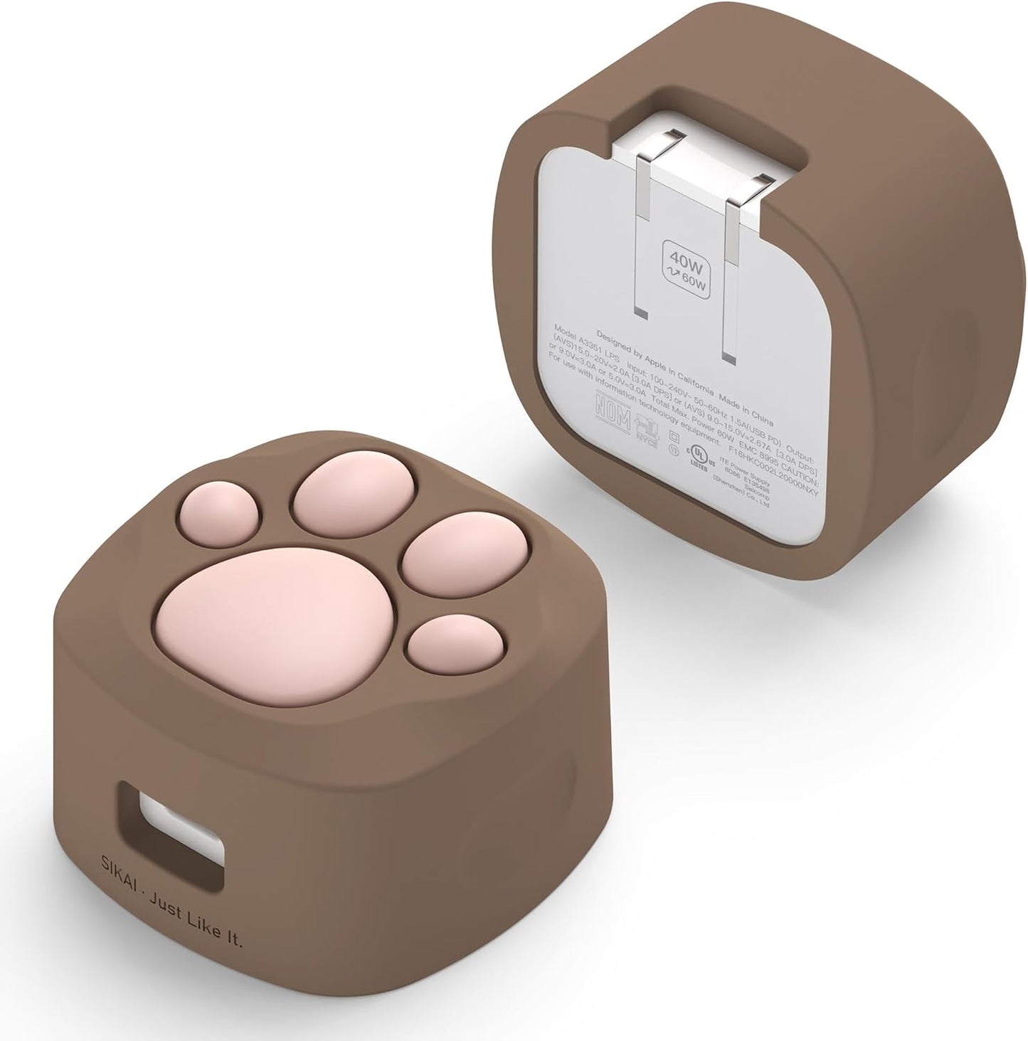 SIKAI CASE Silicone Case Compatible with Apple 40W Dynamic Power Adapter (2025), Cute Cat Paw Protective Cover Anti-Dust & Anti-Scratch for iPhone/iPad Users,Case Only