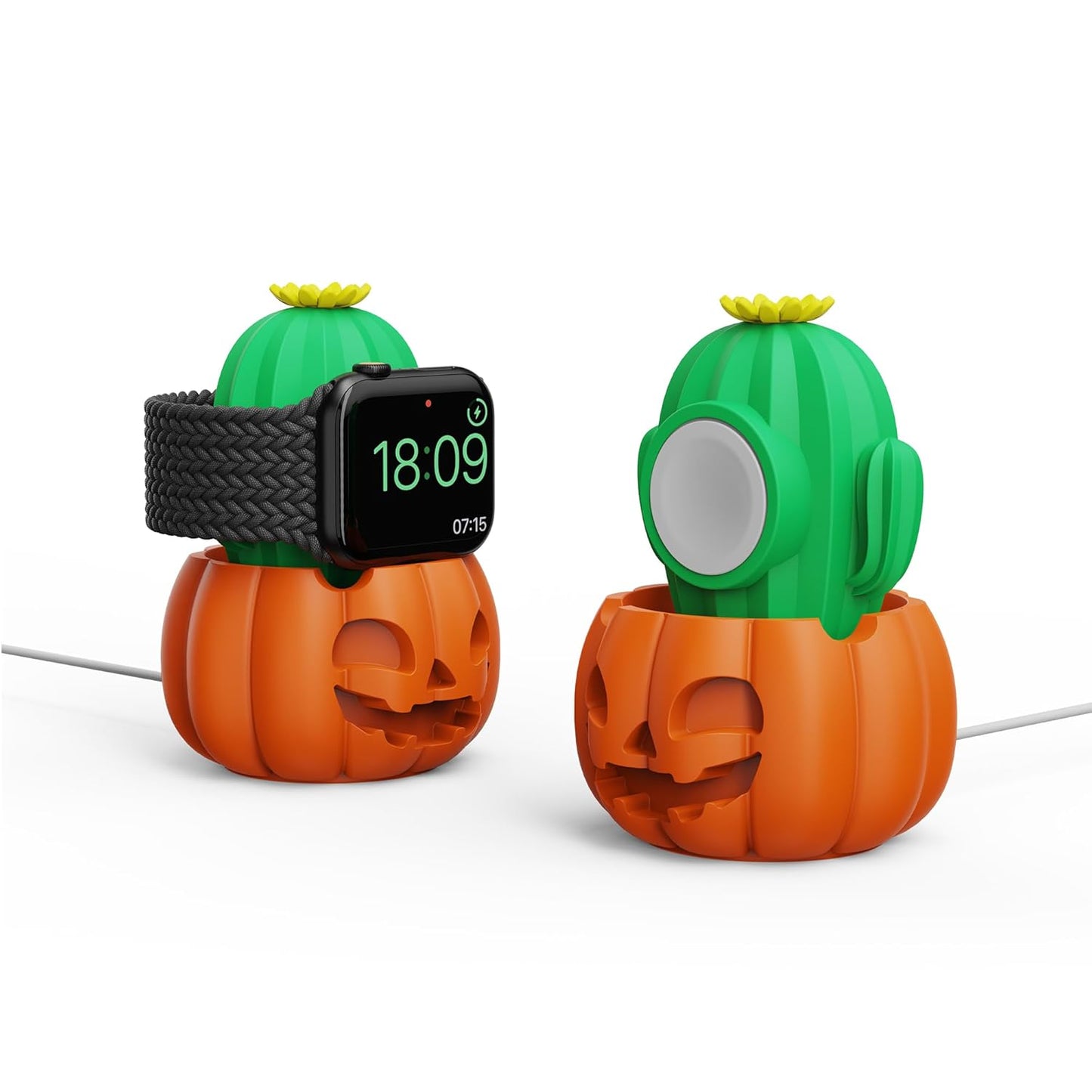 SIKAI CASE Cute Pumpkin Charger Stand Compatible with All Apple Watch Series Ultra2/Ultra/9/8/SE2/7/6/SE/5/4/3/2/1 (49mm-38mm), for iWatch Charging Dock Silicone,Supports Nightstand Mode