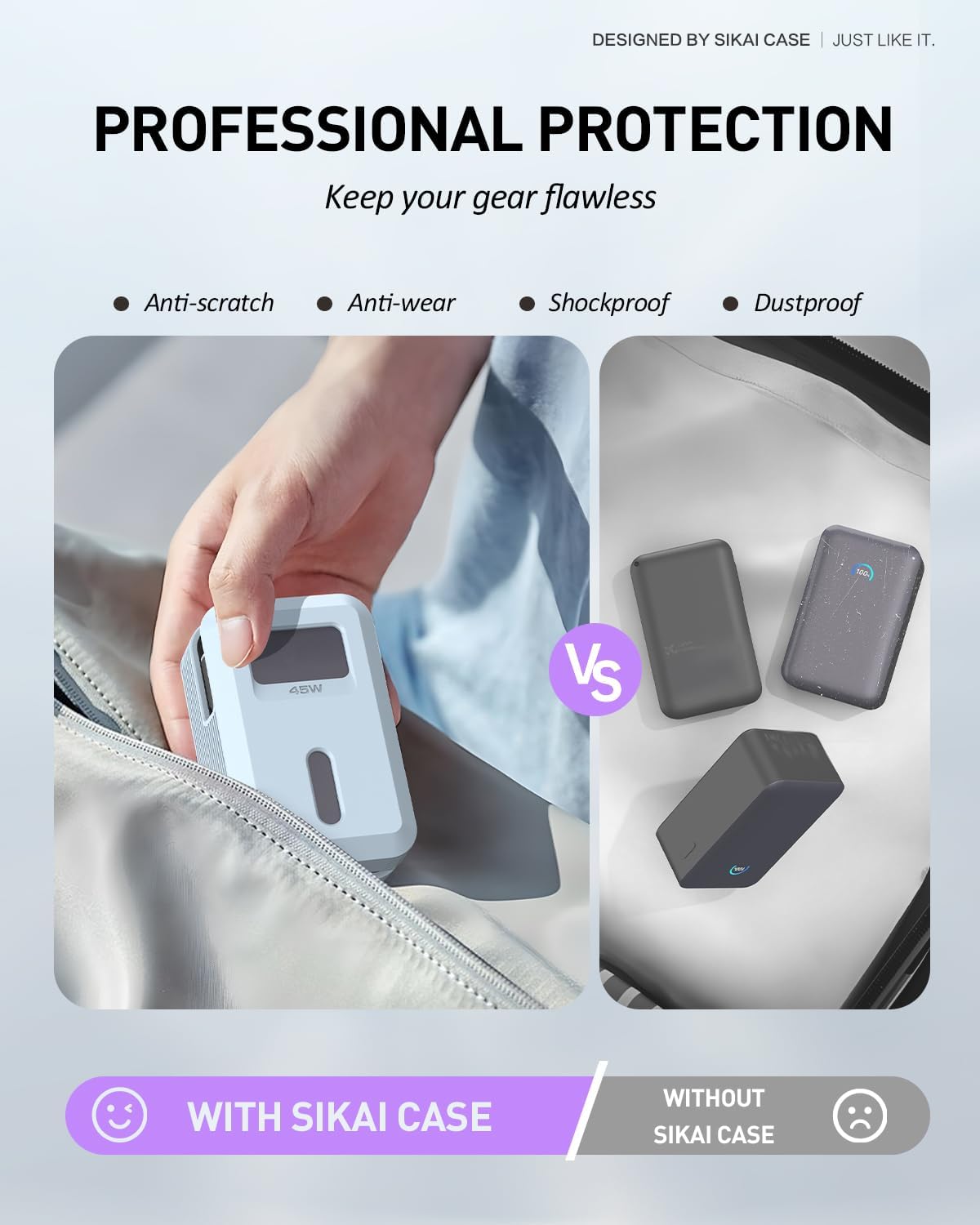 Silicone Case for Anker Nano Power Bank (10,000mAh 45W) A1638 Protective Cover with Precise Cutouts, Shockproof Scratch-Resistant Dust-Proof for Daily Use & Travel & Flight