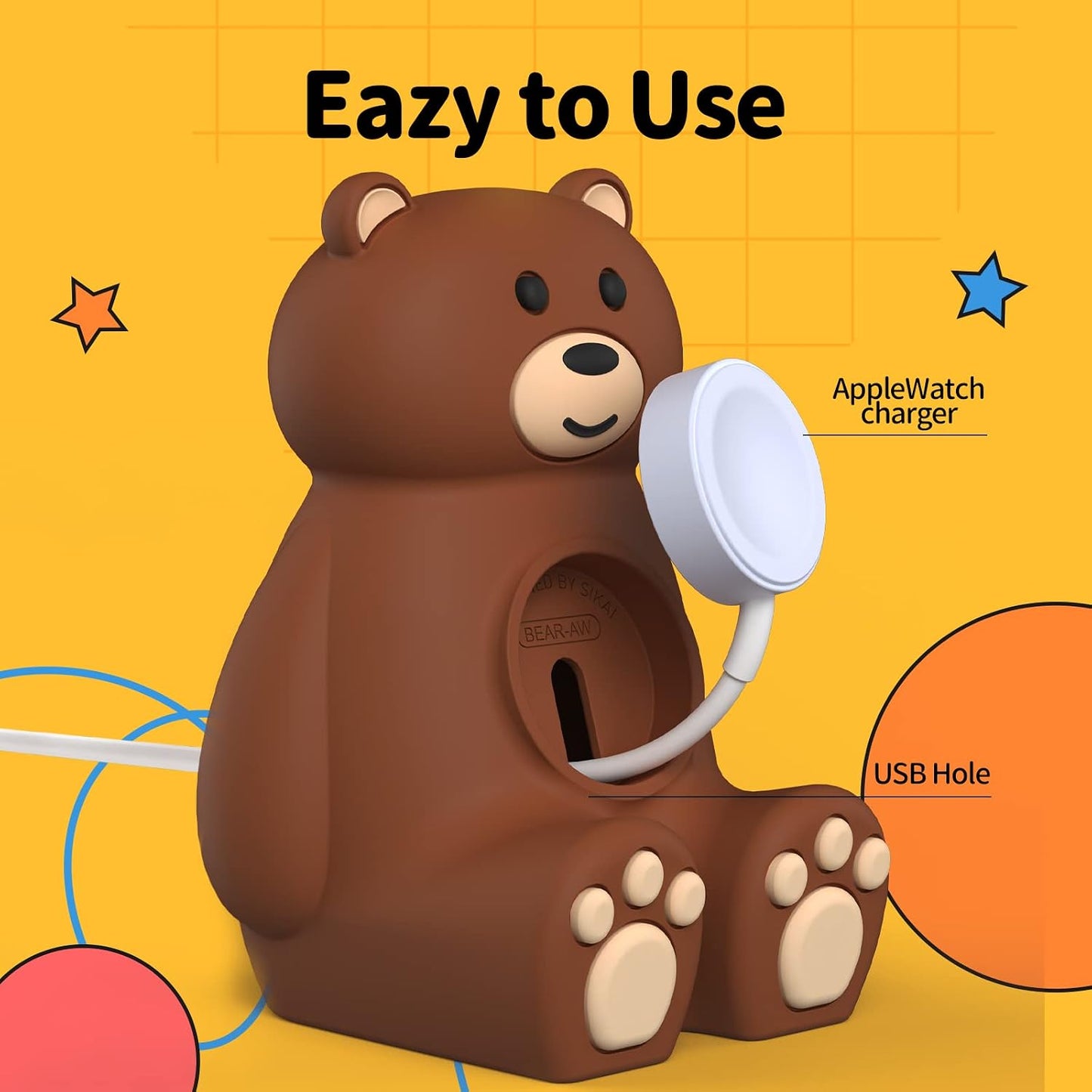Estación de soporte de reloj de silicona SIKAI Tiny Bear para Apple watch Series 9 8 7 6 5 4 3 2 1 SE1 SE2