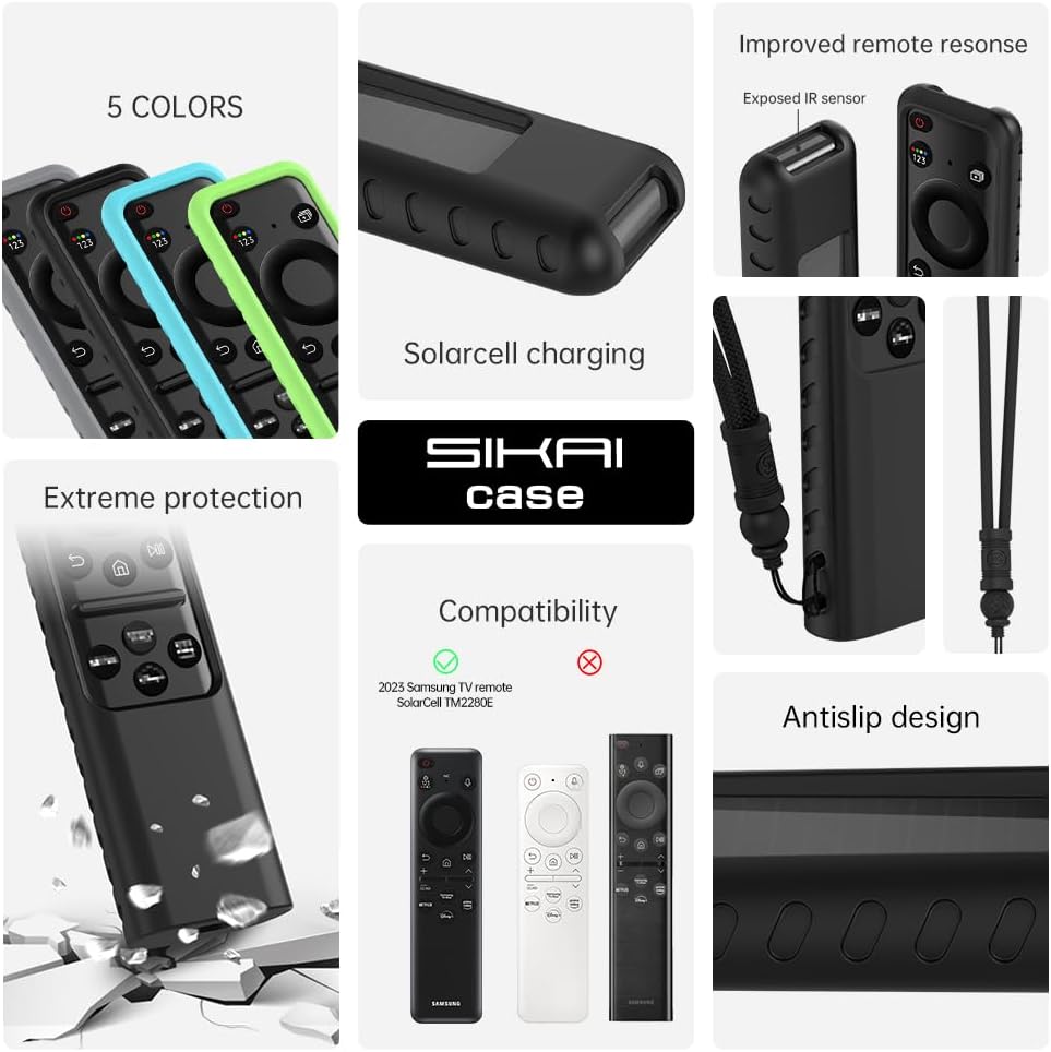 SIKAI CASE Samsung Remote cover designed for New 2023/2024 Samsung SolarCell TV Remote TM2360E/TM2361E 2023 S95D TV