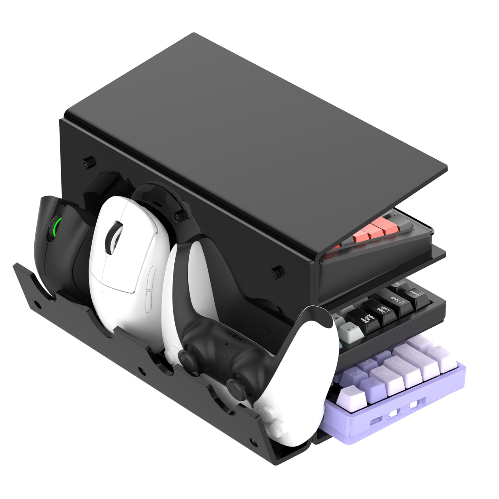 Acrylic Keyboard Mouse Storage Rack - 3-Tier Mechanical Keyboard Display Stand, Dustproof Desktop Holder, Clear