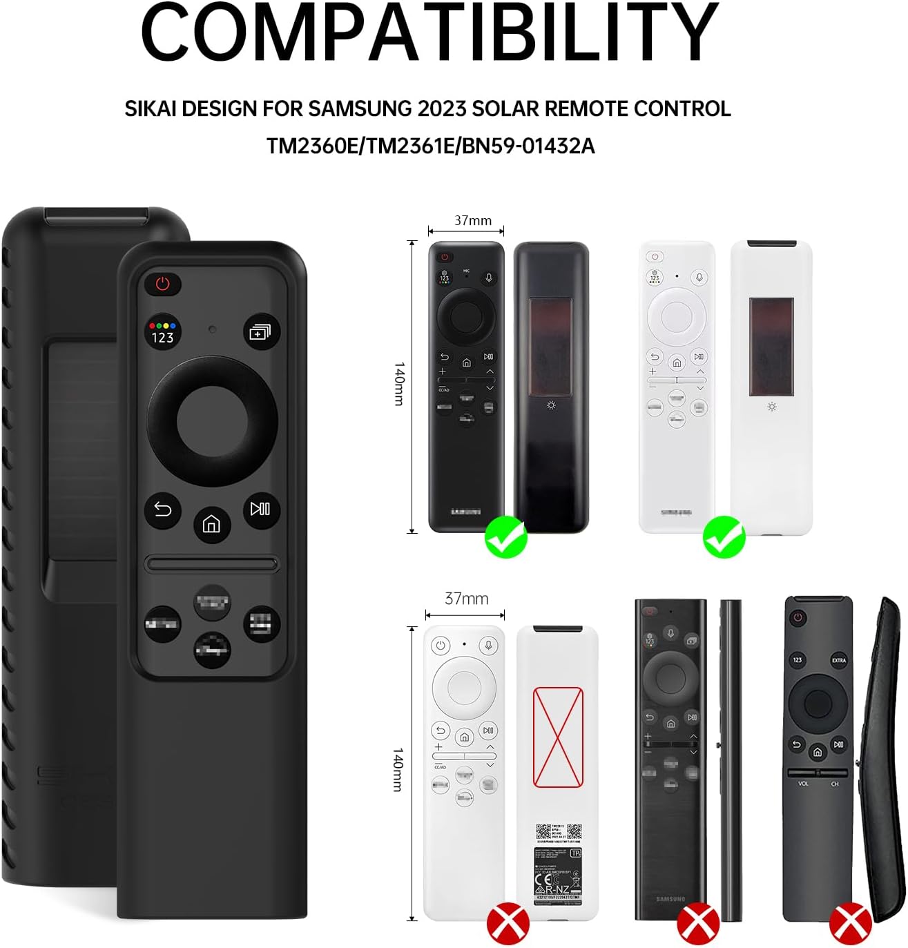 SIKAI CASE Samsung Remote cover designed for New 2023/2024 Samsung SolarCell TV Remote TM2360E/TM2361E 2023 S95D TV