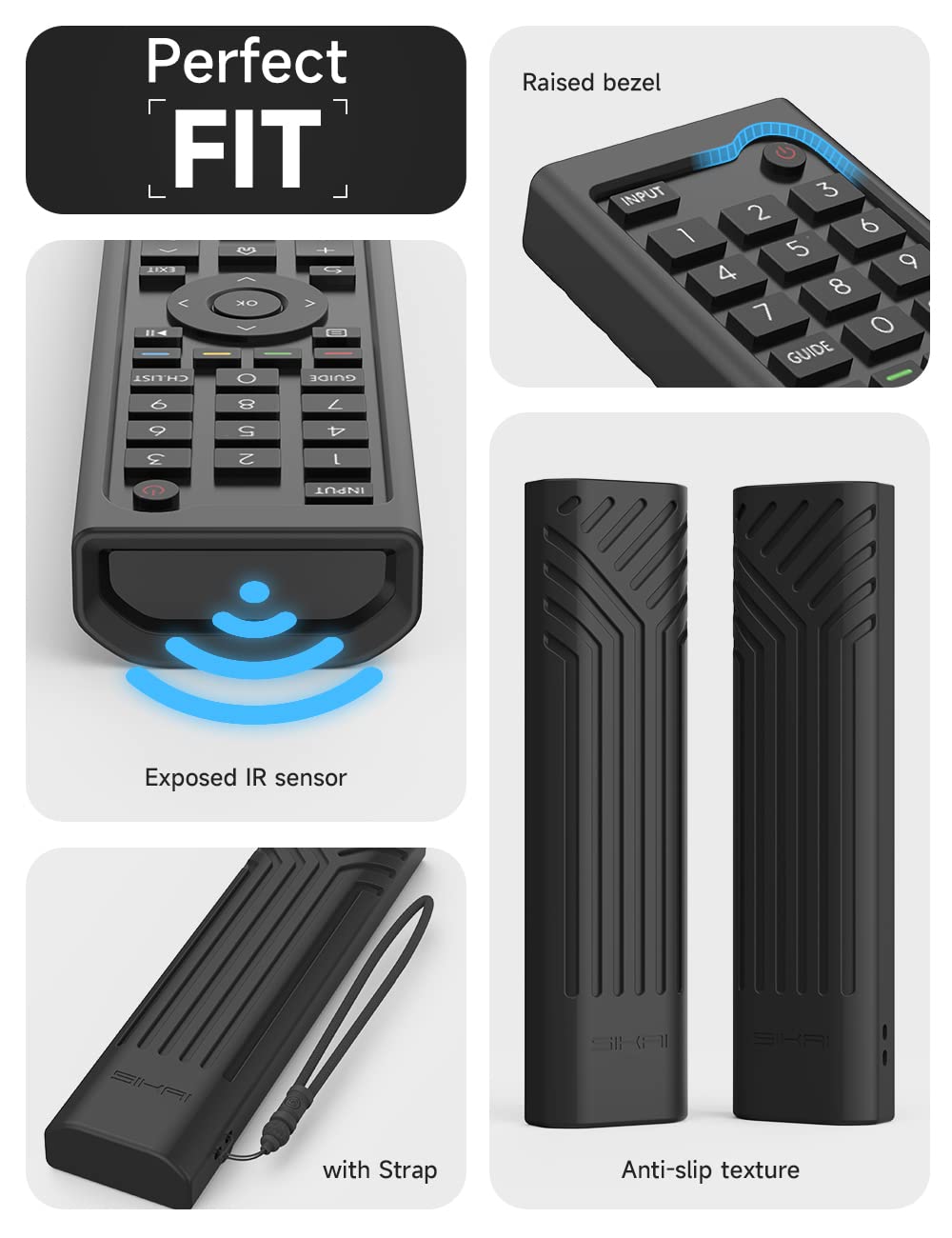 Silicone Hisense Remote Cover Compatible with Hisense Smart TV Remote ERF3C80H,2AVIGBR0001,25780-2AVIGBR0001,Skin-Friendly Case for A4H Series Android TV Remote Anti-Lost with Lanyard(Black)