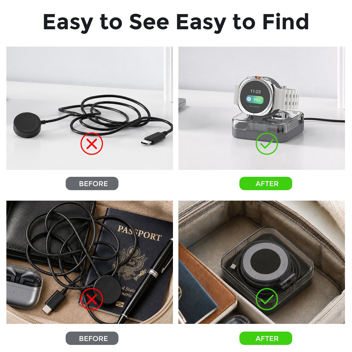 SikaiCase Travel Charging Dock Cable Organizer For Samsung Galaxy Watch