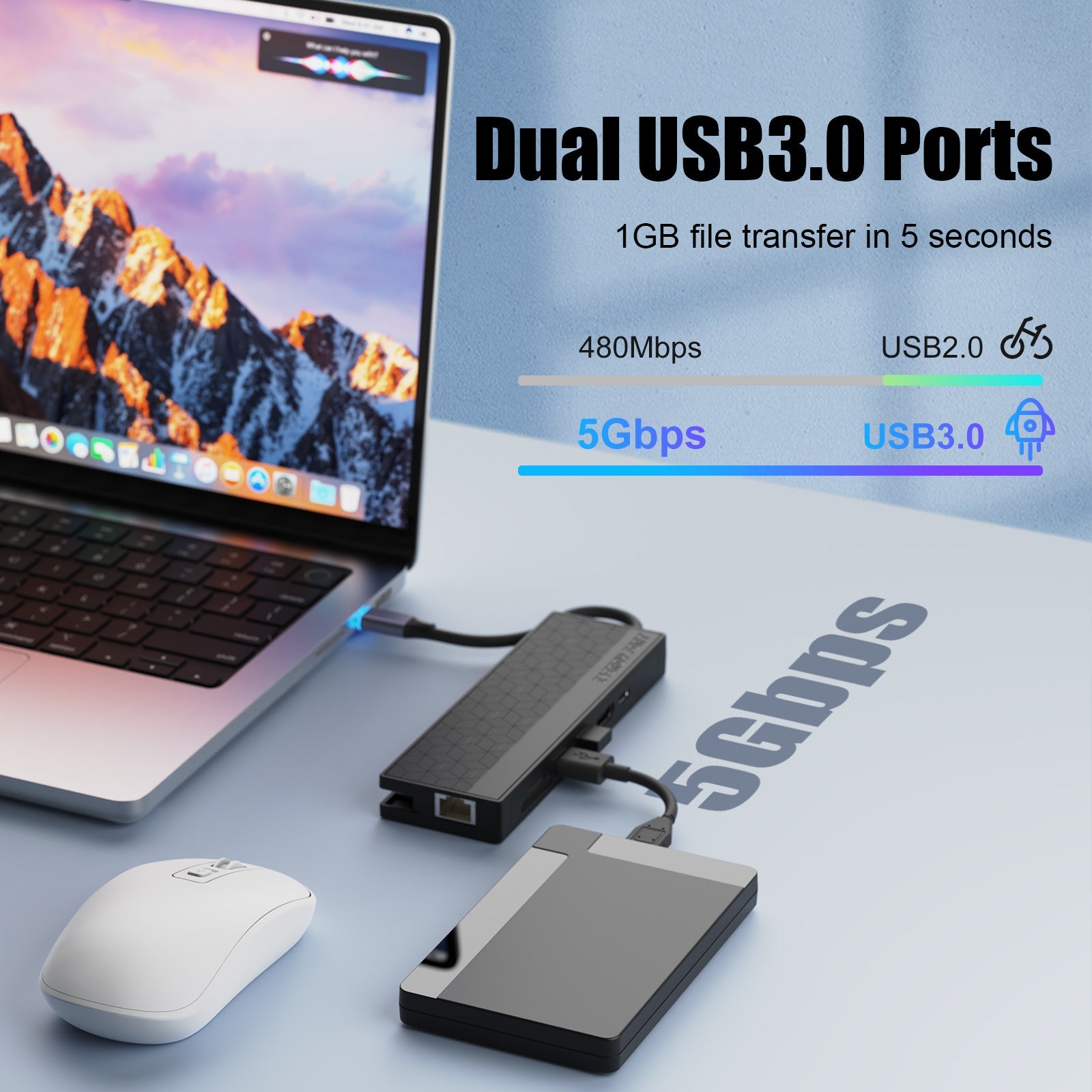 Hub USB C 7-in-1 Novoo - HDMI 4K@60Hz, Ethernet Gigabit, PD 100W, Porte USB, Per MacBook E PC - Foto 4