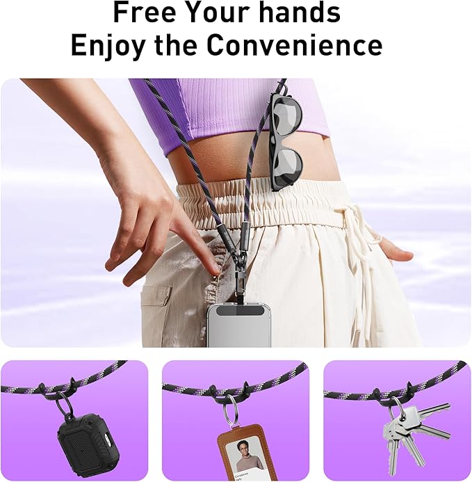 SIKAI CASE USB C Phone Lanyard with Reflective Strip, 240W Fast Charging Cable, Anti-Theft Phone Charging Cord for Travel/Night Cycling