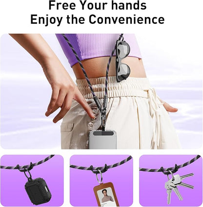 SIKAI CASE USB C Phone Lanyard with Reflective Strip, 240W Fast Charging Cable, Anti-Theft Phone Charging Cord for Travel/Night Cycling