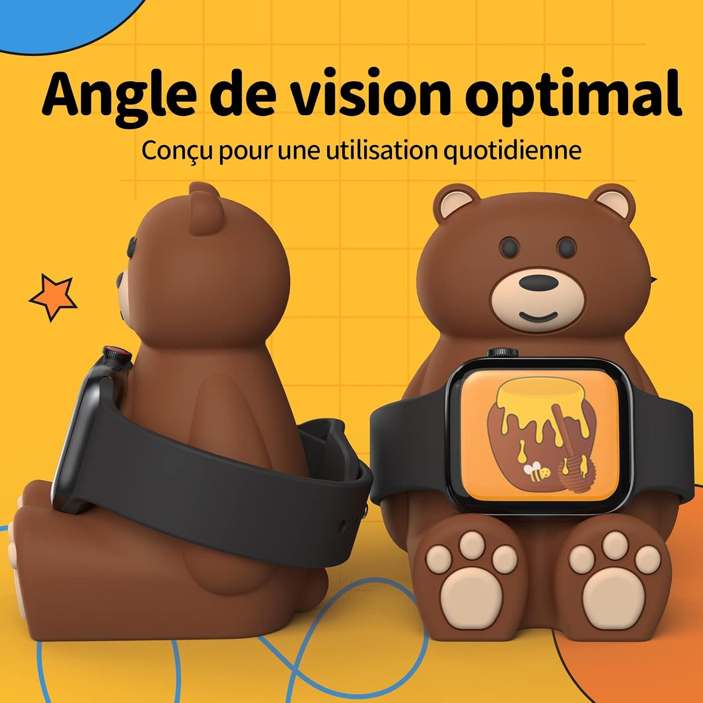 Estación de soporte de reloj de silicona SIKAI Tiny Bear para Apple watch Series 9 8 7 6 5 4 3 2 1 SE1 SE2