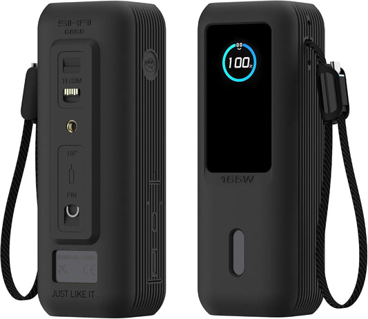 Silicone Case for Anker Laptop Power Bank (25,000mAh 165W) 1/4" Nut Hole,SD/SIM Card Storage, Display Protection&Dustproof, Travel Protective Cover Compatible with Anker Power Bank 165W