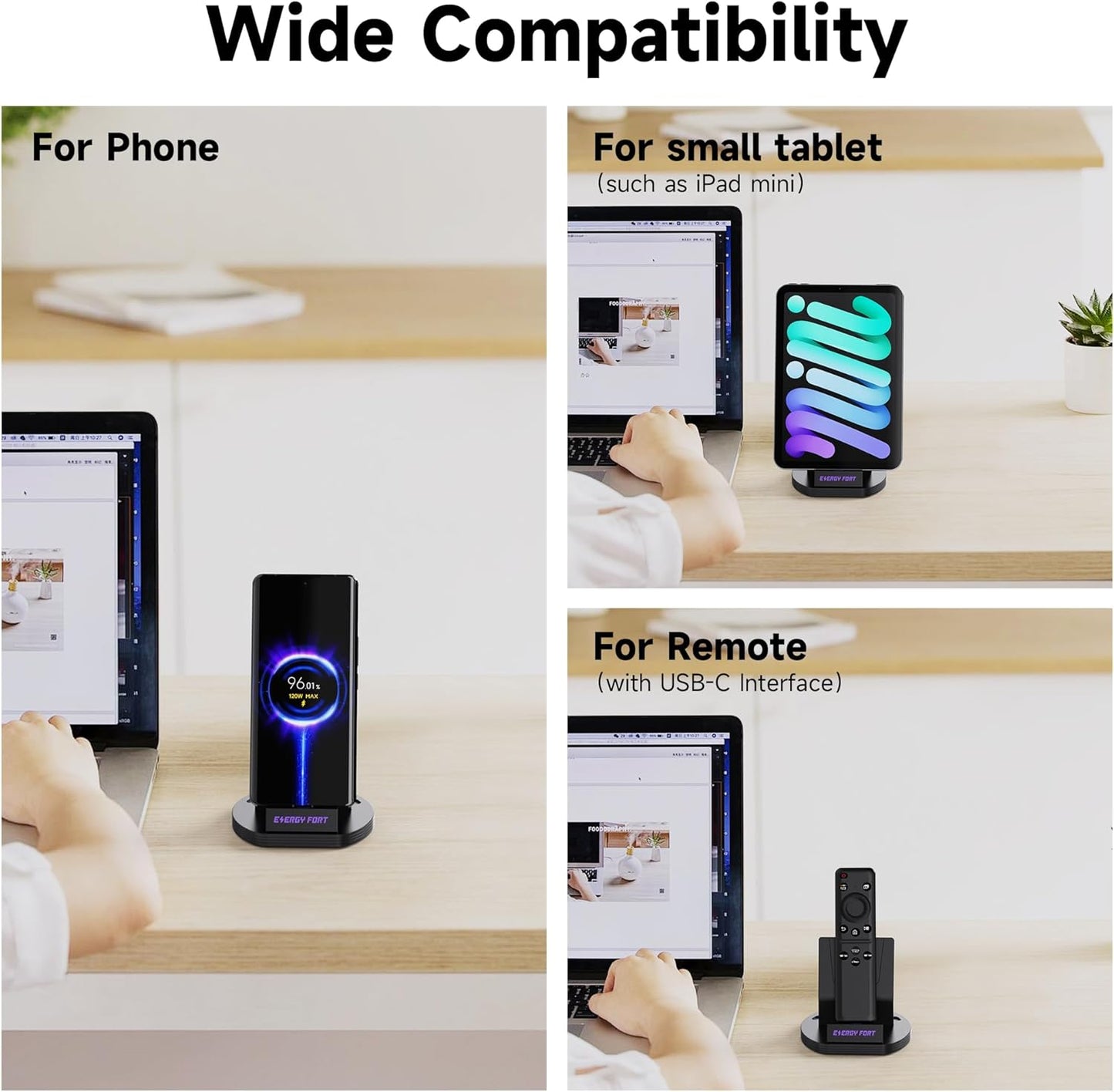 USB C Charger Dock Compatible with Samsung A05,A15,A55,A16,A35,A25,A53, Fast Charging Type C Charger Stand for All USB-C Mobile Phones and More Type C Devices, Black