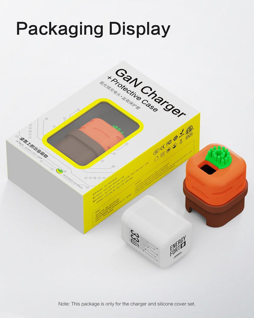 USB C Charger Adapters with Carrot Silicone Case, PD33W Foldable USB C Charger Fast Charging for iPhone 16/15 Series, iPad, Galaxy, Scratch Resistant with Precise Cut-Out